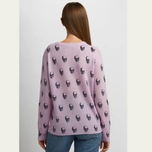 360 Cashmere | Elisa Skull Cashmere Crewneck In Lavender - Picture 3 of 14